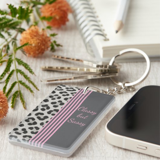 Classy but Sassy Leopard Print Keychain キーホルダー (正面右)