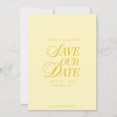 Classy Butter Yellow Elegant Save the Date Card セーブザデート (正面)
