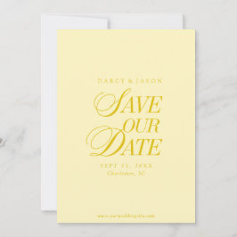 Classy Butter Yellow Elegant Save the Date Card セーブザデート