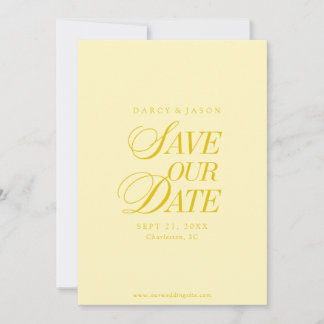 Classy Butter Yellow Elegant Save the Date Card セーブザデート