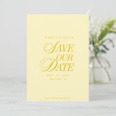 Classy Butter Yellow Elegant Save the Date Card セーブザデート (スタンド正面)