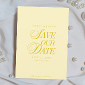 Classy Butter Yellow Elegant Save the Date Card セーブザデート