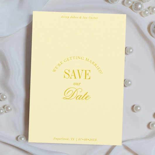 Classy Butter Yellow Elegant Save the Date Card セーブザデート