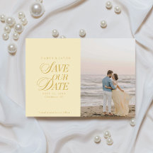 Classy Butter Yellow Elegant Save the Date Card