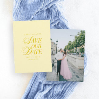 Classy Butter Yellow Elegant Save the Date Card セーブザデート