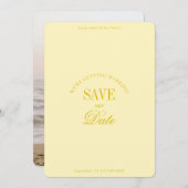 Classy Butter Yellow Elegant Save the Date Card セーブザデート (正面/裏面)