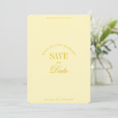 Classy Butter Yellow Elegant Save the Date Card セーブザデート (スタンド正面)