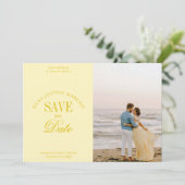Classy Butter Yellow Elegant Save the Date Card セーブザデート (スタンド正面)