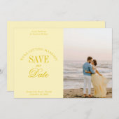 Classy Butter Yellow Elegant Save the Date Card セーブザデート (正面/裏面)