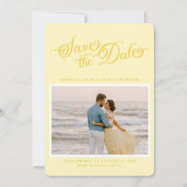 Classy Butter Yellow Elegant Script Save The Date セーブザデート