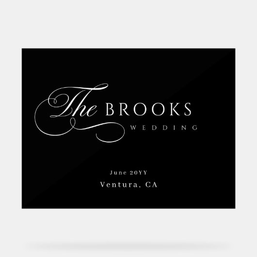 Classy Calligraphic Black Wedding アクリルサイン (正面)