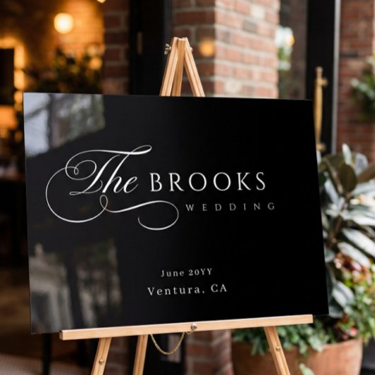Classy Calligraphic Black Wedding アクリルサイン