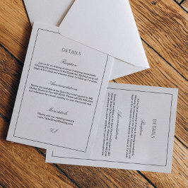 Classy Calligraphy Black and White Wedding Details エンクロージャーカード