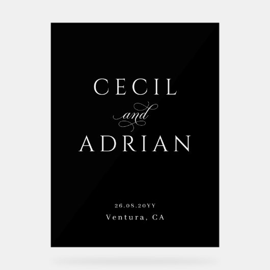 Classy Calligraphy Black Wedding アクリルサイン (正面)