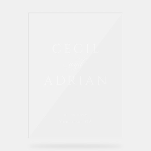 Classy Calligraphy Semi Transparent Wedding アクリルサイン (正面)