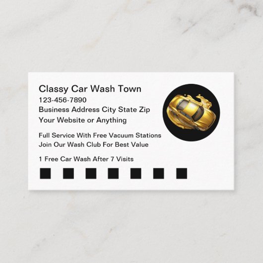 Classy Car Wash Theme Business Cards 名刺 (正面)