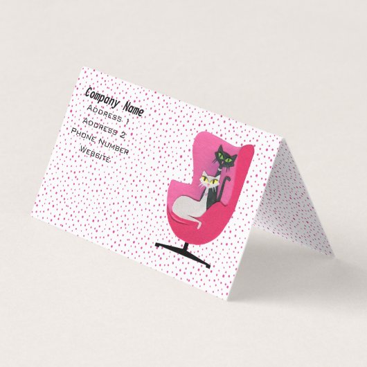 Classy Cats Mid century Pink Chair Polka Dots 名刺 (裏面)