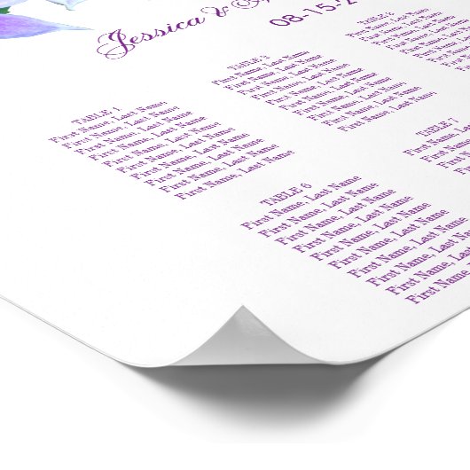 Classy Chic Clematis Wedding Seating Chart ポスター (角)