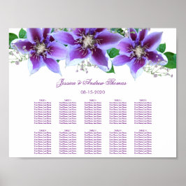 Classy Chic Clematis Wedding Seating Chart ポスター