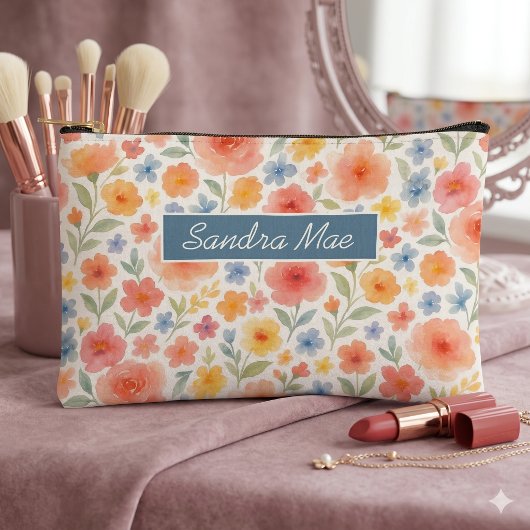 Classy Chic Floral Art Pattern Toiletry Bag アクセサリーポーチ