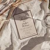 Classy Chocolate Brown Fancy Photo QR Code Wedding 招待状