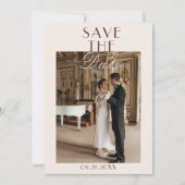 Classy Chocolate Brown Old Money Photo Wedding セーブザデート (正面)