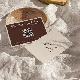 Classy Chocolate Brown Old Money QR Code Wedding 出欠カード