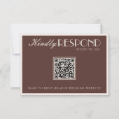Classy Chocolate Brown Old Money QR Code Wedding 出欠カード (正面)