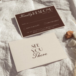 Classy Chocolate Brown Old Money Retro Wedding 出欠カード