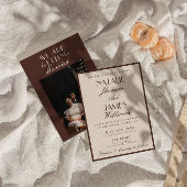 Classy Chocolate Brown Old Money Retro Wedding 招待状