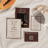 Classy Chocolate Brown Old Money Retro Wedding 招待状