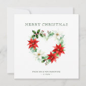 Classy Christmas Floral Monogram Heart Back Photo シーズンカード (正面)