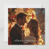 Classy Christmas Floral Monogram Heart Back Photo シーズンカード (裏面)