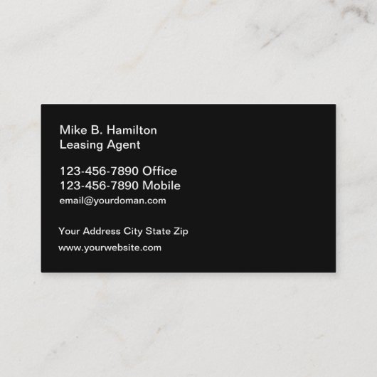 Classy City 実在 Estate Agent名刺 名刺 (裏面)