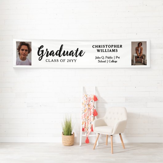 Classy Class of 2023 Script文字2写真 – 白 横断幕 (インサイチュ)