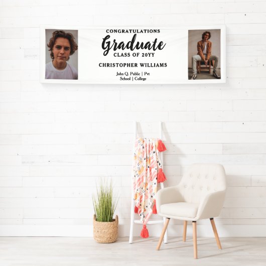 Classy Class of 2023 Script文字2写真 – 白 横断幕 (インサイチュ)