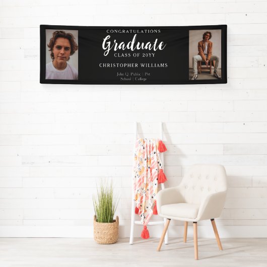 Classy Class of 2023 Script文字2写真 – 黒 横断幕 (インサイチュ)