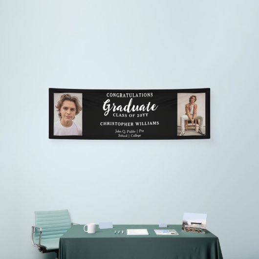 Classy Class of 2023 Script文字2写真 – 黒 横断幕 (トレードショー)