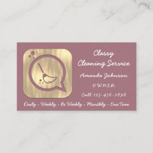 Classy Cleaning Service Maid金ゴールドGroomロゴバラ 名刺