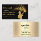 Classy Cleaning Service Maid Gold Glitter Business コーリングカード (正面/裏面)
