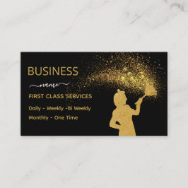 Classy Cleaning Service Maid Gold Glitter Business コーリングカード