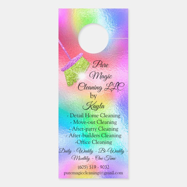 Classy Cleaning Service Move-out Holograph Broom ドアノブサイン (裏面)