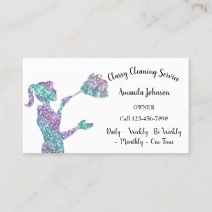 Classy Cleaning Servicesグリッターロゴメイド 名刺