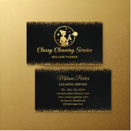 Classy Cleaning Services Logo Maid gold 名刺