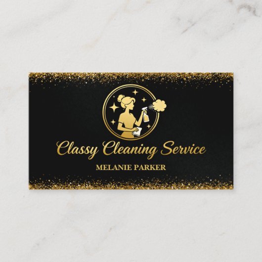 Classy Cleaning Services Logo Maid gold 名刺 (正面)