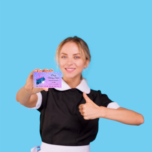 Classy Cleaning Services Rainbow Spark Glitter 名刺