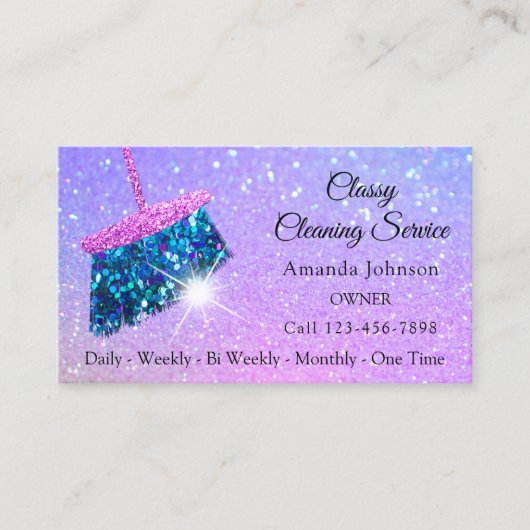 Classy Cleaning Services Rainbow Spark Glitter 名刺 (正面)