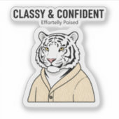 Classy Confident Tiger Sticker – Chill Animal  シール (正面)