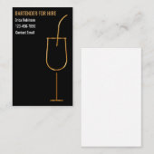 Classy Cool Bartender For Hire Business Cards 名刺 (正面/裏面)