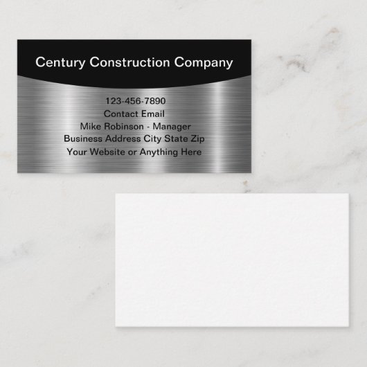 Classy Cool Construction Business Profile Cards 名刺 (正面/裏面)